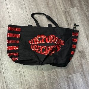 Victoria’s Secret like new tote bag red lips kiss red and black canvas bag
